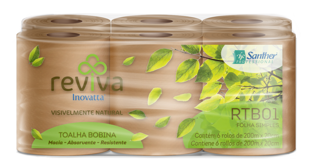 Papel toalha bobina reviva sustentável santher Papel toalha bobina reviva sustentável santher