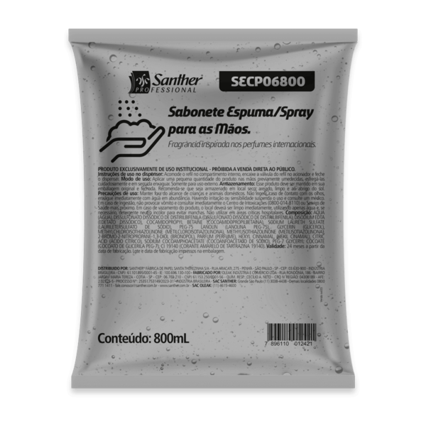 SECP06800 - Sabonete Espuma Spray Santher Professional SECP06800 - Sabonete Espuma Spray Santher Professional